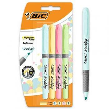 BIC Pastel, Highlighter Grip, Marcadores Punta Ajustable, Multicolor