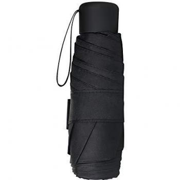 Vicloon Mini Paraguas del Sol, 6 Varillas Paraguas de Viaje Portátil con Diseño de Esqueleto Mejorado y 210T Negro Tela de Goma, Paraguas Plegables y Compacto Resistencia UV & Impermeable
