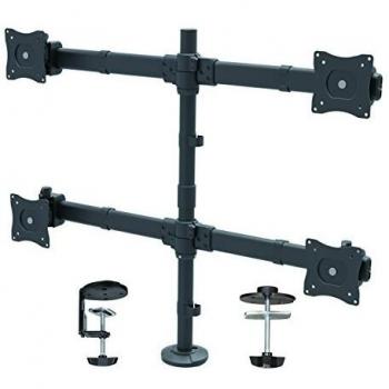 StarTech.com Desk Mount Quad Monitor Arm - Ergonomic VESA 4 Monitor Mount 2x2 up to 27 - Articulating & Height Adjustable Pole Mount - Tilt/Swivel/Rotate LCD/LED Screen - Desk Clamp/Grommet