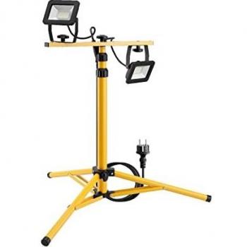 Proyector LED de trabajo 2x20W con trípode telescópico, IP65, 3400lm, luz blanca neutra 4000K