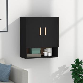Mueble de pared negro 60x31x70 cm de madera multicapa y contrachapada
