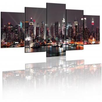 murando Cuadro en Lienzo New York 100x50 cm Impresión de 5 Piezas Material Tejido no Tejido Impresión Artística Imagen Gráfica Decoracion de Pared ciudad 9020106