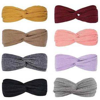 DRESHOW 8 Piezas Diadema para Mujer Boho Diademas Elástico Banda para el Cabello Turbante Banda Accesorio Pelo para Mujer Niñas