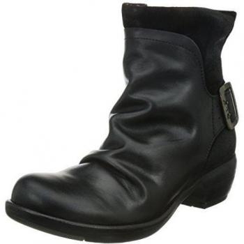 Fly London Mel Women's Black Leather Zip Ankle Boots 42 EU