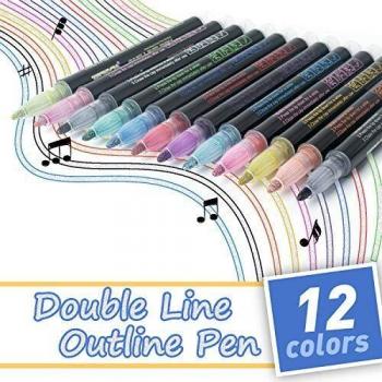 Rotuladores de doble línea: AKARUED 12 colores, rotuladores metálicos, para tarjetas de regalo, tarjetas de regalo, manualidades navideñas, libros de recortes, pintura, manualidades artísticas