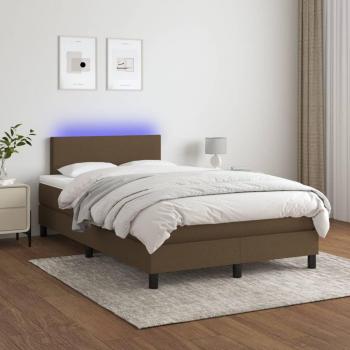 Colchón box spring suave con tela LED marrón oscuro 120x200 cm