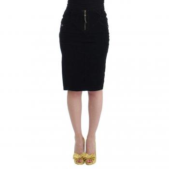 Roberto Cavalli Women's Black Corduroy Pencil Skirt - Size L, IT46|XL