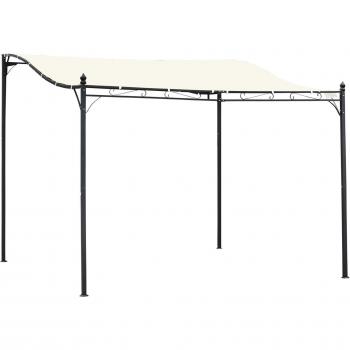Outsunny Pérgola de Jardín 3x3 m Cenador con Toldo y 8 Orificios de Drenaje para Patio Terraza Metal y Poliéster 180 g/m² Resistente Cre