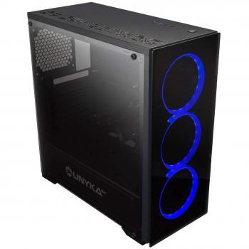 Unykach Armor EVO RGB Caja Gaming ATX, Negro, Frontal De Cristal Templado. Panel Lateral De Metacrilato.3 Ventiladores 120mm Incluido. Permite Un Sistema De Refrigeración Líquida De hasta 240 Mm
