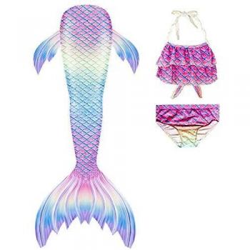NAITOKE Niñas Cola de Sirena con Bikini para Fiesta de Natación Cosplay