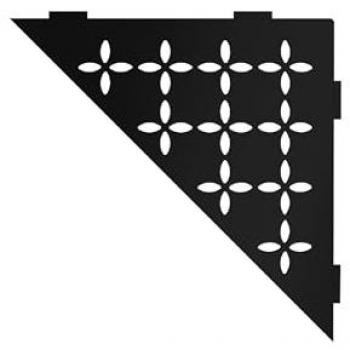 Matte Black Floral Triangular Corner Shelf - Schluter SHELF-E 210x210mm Color-Coated Aluminum