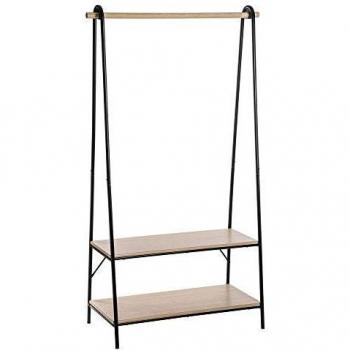 Perchero de Ropa Minimalista con Estantes Inclinados - Estructura metálica, diseño moderno y minimalista, estantes inclinados para facilitar el acceso a la ropa, acabado en negro, ideal para espacios reducidos