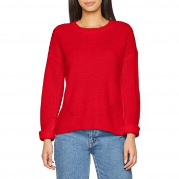 PIECES Pcmarie LS O-Neck Knit Noos, suéter para Mujer, Rojo