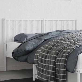 Cabecero de metal blanco de 150 cm con diseño moderno, estructura resistente, acabado en pintura blanca, fácil instalación y adecuado para camas de tamaño matrimonial