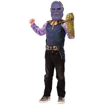 Avengers - Disfraz de Thanos Infinity War para niños, pecho musculoso, guantelete y máscara, talla única
