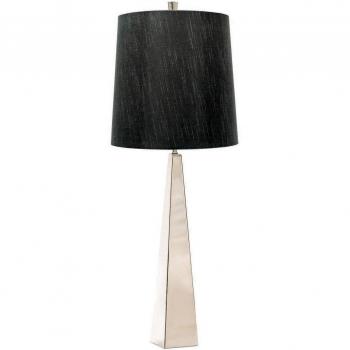 Lámpara de mesa Elstead Ascent, níquel pulido, pantalla cónica redonda blanca
