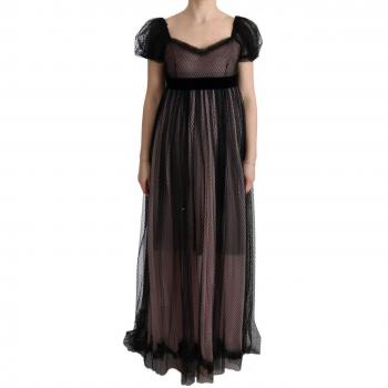 Dolce & Gabbana Black Pink Silk Long Shift Dress - IT40|S