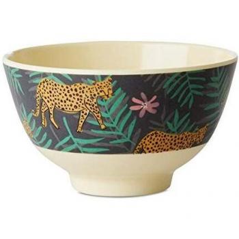 Cuenco de melamina para pezones de arroz, pequeño, estampado de leopardo y hojas