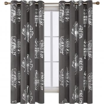 Deconovo Cortinas Opacas para Salón y Dormitorio con Aislamiento Térmico con 8 Ojales 117 x 183 cm 2 Unidades Gris Claro