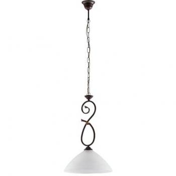 Araña de Hierro Rústico Negro con Pantalla de Cristal Alabastro 30x h52 cm