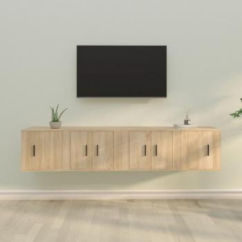 vidaXL Set de muebles para TV 4 piezas madera contrachapada roble Sonoma Marrón