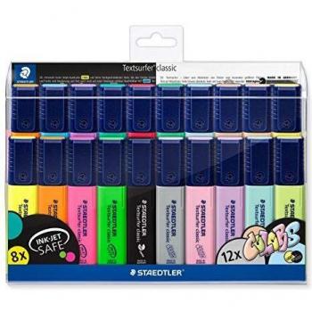 STAEDTLER 364 WP20. Rotuladores fluorescentes Textsurfer. Estuche con 20 marcadores de colores variados