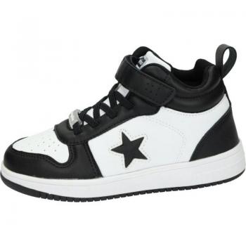Zapatillas CONGUITOS para niña y niño en color blanco-negro, con luces, velcro y cordones elásticos para ajustar, modelo NAPA MI1-22405
