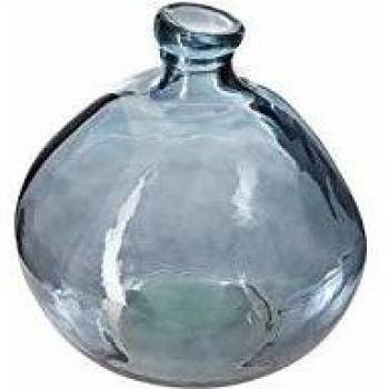 Jarrón de vidrio reciclado azul Ø23x23cm - Jarrón redondo - vidrio reciclado - azul tormenta - d23 cm - atmosphera créateur d'intérieur - Jarrón de Cristal Reciclado -