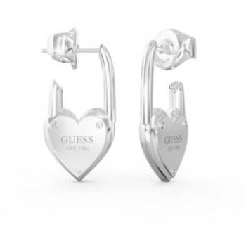 Pendientes Guess Todo lo que necesitas es amor de acero plateado, modelo Jube04214jwrhT-U