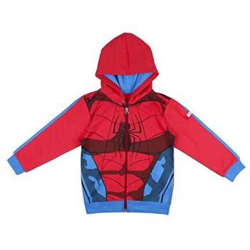 Chaqueta Sudadera con Capucha de Spiderman™ infantil, color rojo, fabricada en algodón cepillado, con cremallera y diseño gráfico de Spiderman