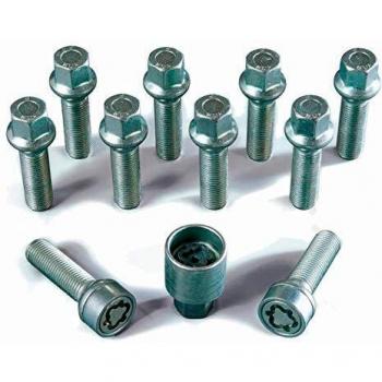 H&R Juego de Tornillos de Rueda Esféricos R13 M14x1.50 - Longitud 40mm - 10 Piezas (PE. Compatible con VAG) - Incl. Tornillos Antirrobo