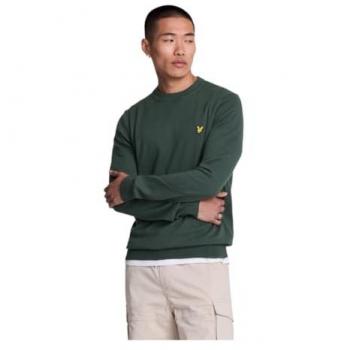 Lyle & Scott Men's Cotton Merino Argyle Crew Neck Jumper in Teal Green - XXL