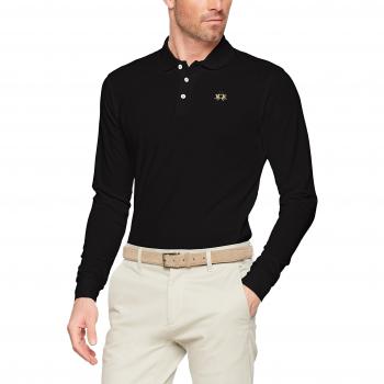 La Martina Black Cotton Polo Shirt - M, Polo Shirts, male, Black, Size: M, Black Cotton Polo Shirt with Embroidery