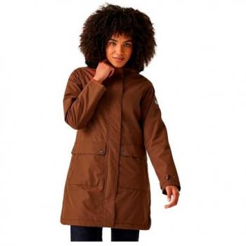 Regatta Women's Waterproof Insulated Lightweight Sabinka II Parka Jacket with Fur Trim - Dark Brown, Size 18