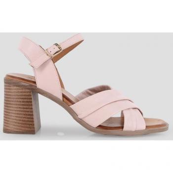 Sandalias de tacón de mujer de piel con tiras cruzadas Blogger SOLANA nude 81468