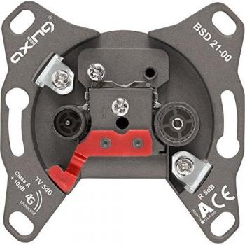 Toma de Antena Axing BSD 21-00 - Conector Hiperbanda 5 dB, Frecuencia de 5 a 2200 MHz, Compatible con CATV y Retorno