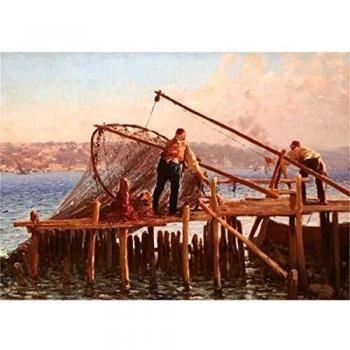 Puzzle de Oro Fausto Zonaro: Pescadores Trayendo la Captura, 1000 piezas