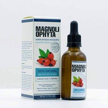 Magnoliophyta Aceite de Rosa Mosqueta con Salicina, Facial y Corporal, Todo Tipo de Pieles, Aceite Antiestrías Regenerador, Calma las Pieles Irritadas, 100% Natural Originario de Chile, 50 Mililitros