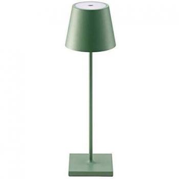 Lámpara de Mesa LED Batería Nuindie Redonda 38cm Verde Salvia, IP54, Dimmable, 2700K/2200K