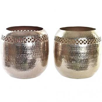 Jarrón DKD Home Decor Cobre 24 x 24 x 22 cm Dorado Aluminio Árabe Troquelado (2 Unidades)