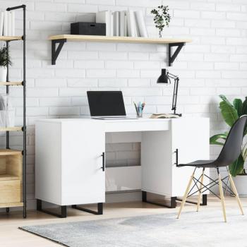 Escritorio blanco pulido 140x50x75 cm madera multicapa vidaXL
