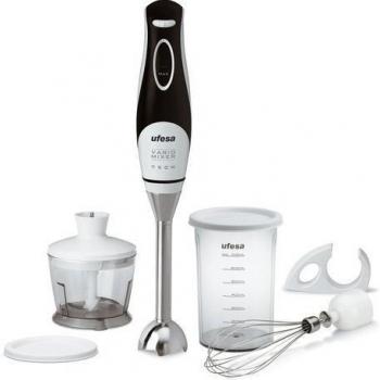 Ufesa BP4570 - Batidora Vario Mixer 750, acero inoxidable, color blanco y negro