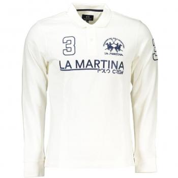La Martina Elegant Long Sleeved White Polo - M