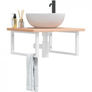 Fregadero de acero rectangular blanco de 2 piezas con soportes estante de lavabo 2 uds rectangular acero blanco Vidaxl