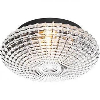 Plafón clásico negro con cristal ahumado 23 cm IP44 - Nohmi, apto para LED, Max. 1 x 40 Watt