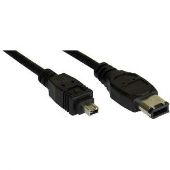 Cable FireWire 400 IEEE 1394, 4 pines a 6 pines macho, negro, 1.8m