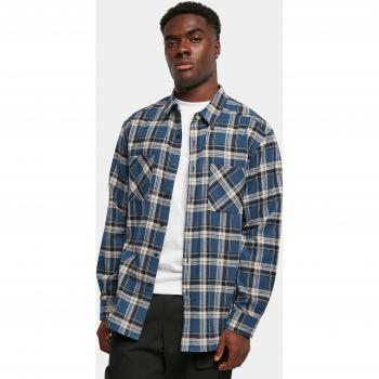 Urban Classics Men's Lake Check Long Sleeve Shirt - Dark Blue/White Sand