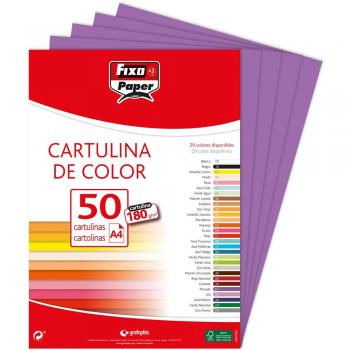 PAQ50 CARTULINAS FIXO A4 180G. MORADO