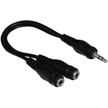 Hama - 3.5 mm Jack Plug, Stereo -2 x 3.5 mm Jack Socket, Stereo, Male/Female, 2 x 3.5 mm, 3.5 mm, Negro