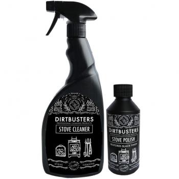 Bote de líquido restaurador de Dirtbusters y esponja aplicadora para quemadores negros de chimeneas y para el exterior de cocinas y estufas de leña negras
